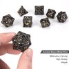 DND Dice,Hollow D&D Metal Dice,Dungeons and Dragons Dice Set with Gift Box,7 PCs Steampunk Polyhedral Dice Games Set for RPG,MTG,Pathfinder, (Dragon Black Golden)