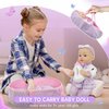 SMILESSKIDDO Baby Doll with Accessories, 12" Dolls Playset with Washable Carrier Bassinet Bed, Bottle, Blanket, and Pillow, Soft Body Baby Dolls for 2 Year Old Girls