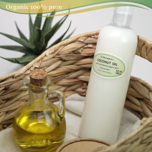 Dr Adorable - 12 oz - Coconut Oil 92 Degree - 100% Pure Natural Organic Cold Pressed