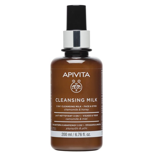 APIVITA 3 in 1 Cleansing Lotion, Gentle Facial Cleanser, Makeup Remover & Toner with Chamomile and Honey- Softens, Revitalizes & Protects Skin - Dermatologically & Ophthalmologically Tested, 6.76 FlOz