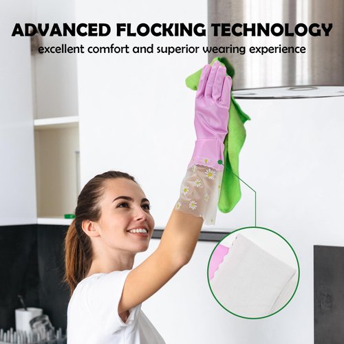 KAQ Reusable Rubber Dishwashing Gloves: 3 Pairs Latex Free Household Cleaning Kitchen Gloves for Washing Dishes