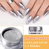 2 Pcs Gold Silver Chrome Nail Powder,Nail Art Mirror Glitter Effect Highly Pigmented Dust Metallic Holographic Mirror Nail Art Makeup Powders Chrome with Sponge Applicators