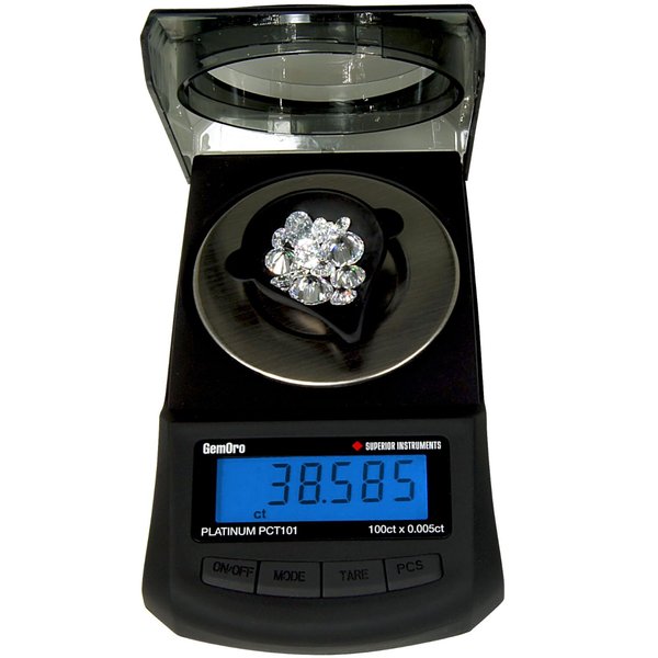 GemOro Platinum PCT101 Mini Carat Scale | Precise Jewelers Premium Class Weigh Gemstones & Diamonds | Digital Precision Tool Expert Professional Reading & Accuracy 100ct x 0.005ct Readability (Black)