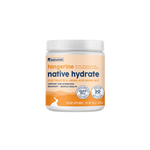 NativePath Native Hydrate, Zero Sugar, Electrolytes Powder with BCAAs, Tangerine Hydration, Keto & Paleo Friendly, 30 Servings