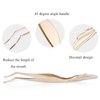 Embagol Eyelash Applicator Tool DIY Lash Extensions Tweezer For Cluster Lashes Stainless Steel High Precision Round Head(Golden)