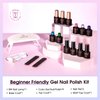 ROSALIND 14PCS Gel Nail Polish Kit with Mini u v Light,9 Colors gel polish Set with Base Coat and Glossy Matte Top Coat Nail art Easy Apply for Women