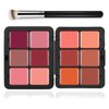 LSxia 12 Colors Cream [Blush] Makeup Palette for Cheeks - Multi-functional Blush Makeup Palette with Brush, Natural Matte Long Wearing, Waterproof Blendable Face Makeup Palette (#01)