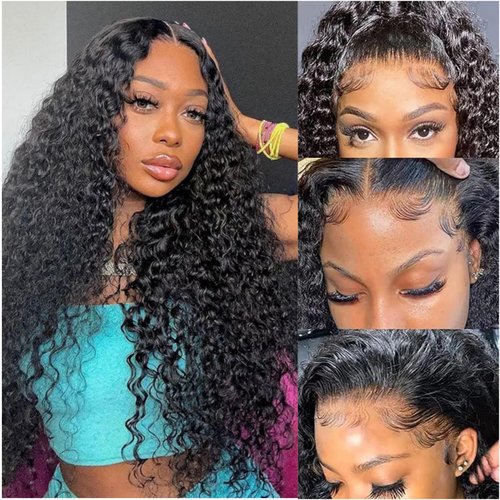 26 Inch Water Wave Lace Front Wigs Human Hair 180% Density 13x6 Water Curly HD Transparent Lace Frontal Wig For Black Women Glueless Wigs Human Hair Pre Plucked with Baby Hair