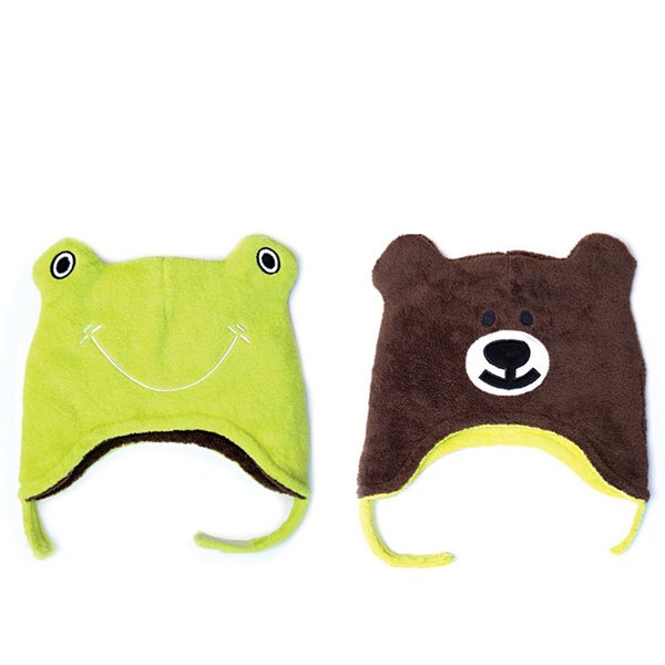 Flapjackkids Baby and Toddler Reversible Frog/Bear Winter Hat, Size 6 Months to 3 Years