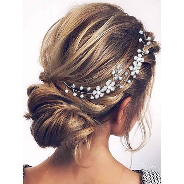Asooll Bride Wedding Hair Vine Silver Crystal Flower Bridal Headpiece Rhinestone Hair Accessories for Women and Girls