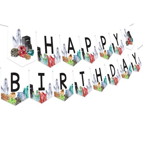 Balterever Geology Birthday Party Decorations Rocks Geology Birthday Party Decorations Geology Theme Happy Birthday Banner Crystal Themed Happy Birthday Banner for Boys and Girls