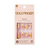 GoldFinger Trendy False Nails Kit, Long Almond Shape Design Nail, Pink & Flower Print, Ready to Wear Gel & Manicure Stick included, Long-Lasting Convenient & Easy to Apply