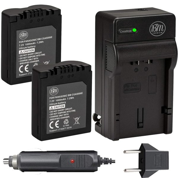 BM Premium Pack of 2 CGA-S006 Batteries and Battery Charger for Panasonic Lumix DMC-FZ7, DMC-FZ8, DMC-FZ18, DMC-FZ28, DMC-FZ30, DMC-FZ35, DMC-FZ38, DMC-FZ50 Digital Camera