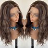 VASTCURY Auburn Brown 13x4 Front Lace Wig Mixed Ash Blonde Body Wave 4/27 Colored Synthetic Fiber Piano Wigs 18Inch for Women