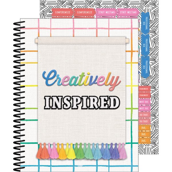 Carson Dellosa Creatively Inspired Teacher Planner, 8" x 11" Spiral Bound With Planner Stickers, Undated Daily Planner, Colorful Weekly Planner & Monthly Planner, Classroom Organization