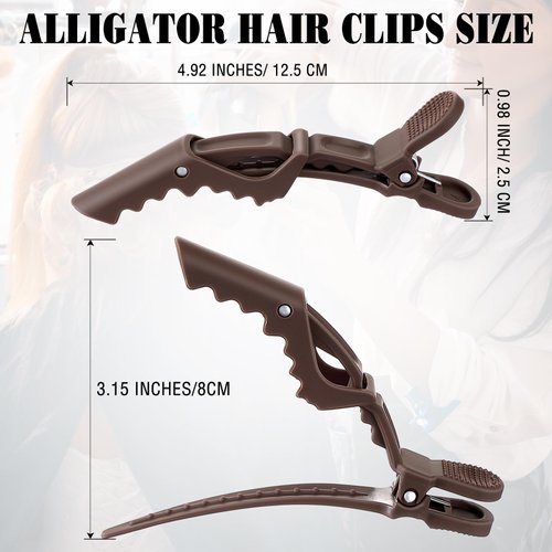 Havawish 12 Pcs Alligator Clips for Hair Styling Matte Alligator Hair Clips Crocodile Clips Plastic Hair Sectioning Clips Makeup Hair Clips Curly Hair Styling Accessories for Women Hair Styling Salon