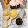 Hofar 2PC Mini Cheese Hair Brush for Purse, Small Portable Pocket Hair Brush with Mirror for Girls, Travel Size, Yellow