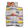 Everything Kids Grey, Red, Yellow and Blue Construction Toddler Nap Mat with Pillow and Blanket with Pillow and Blanket