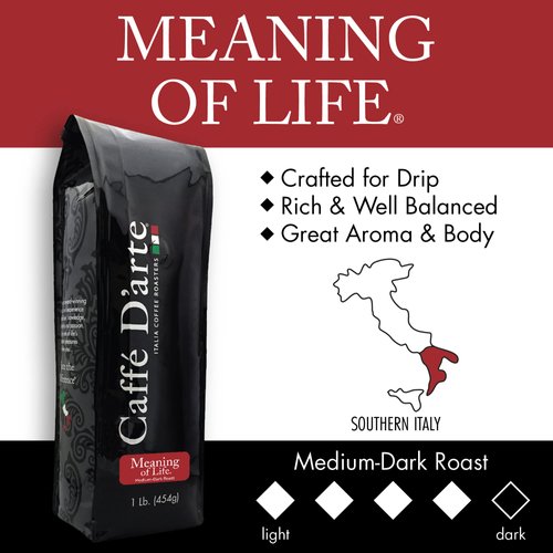 Caffe D'arte Meaning of Life Whole Bean Coffee, 1 Pound, Pack of 2