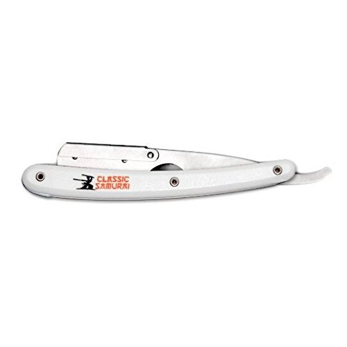 Classic Samurai Stainless Steel Professional Barber Straight Edge Razor (WHITE)