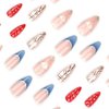 QQPPOLIU Medium Press on Nails Almond Multi Color Press on Nails Chrome 3d Nails Press Ons French Tip Fake Nails Hot Girls Acrylic Glue on Nails Gift for Women and Girls