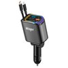 Miger 4 in 1 Retractable Car Charger,100W iPhone Car Charger Fast Charging with Cord 3FT,2 USB Ports Retractable Car Phone Charger USB C Car Charger Adapter for iPhone 16/15/14/13/12/11,Galaxy,Pixel