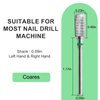 Vnjaoi Professional Electric Nail Drill Bits 3/32" Carbide Bit Cuticle Drill Bits Nail Files for Fast remove Acrylic or Hard Gel Nail Drill Bit for Manicure Pedicure(Silver, Coarse Grit)