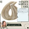 RUNATURE Tape in Hair Extensions Human Hair 20 Inch Straight Real Hair Tape in Extensions Long Remy Tape ins Human Hair Extensions Ash Brown with Platinum Blonde Glue in Hair Extensions 50g 20pcs