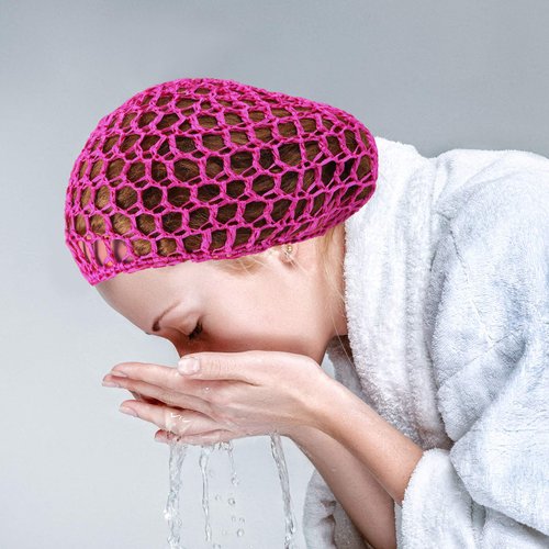 9 Pieces Mesh Crochet Hair Net Rayon Knit Snood Hat Thick Short Women Hairnet Snoods Cover Ornament for Sleeping (Black, Green, Khaki, Rose Red, Light Brown, Pink, Purple, Orange, Navy Blue)