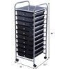 ReunionG 10-Drawer Rolling Storage Cart, Black, 15"D x 11.5"W x 2.5"H