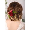 Kercisbeauty Bridal Burgundy Deep Red Flower Hair Comb Clips Wedding Floral Headpiece Hair Accessories for Women and Girls