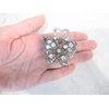 Medium sized silver metal crystal butterfly hair claw clip bridal clip