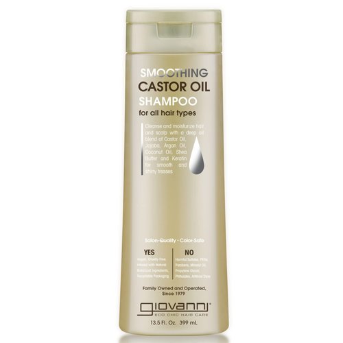 GIOVANNI Smoothing Castor Oil Shampoo, 13.5 oz. – All Hair Types, Moisturize Hair & Scalp, Hydrate & Tame Frizz, Jojoba, Argan Oil, Coconut Oil, Shea Butter, Keratin