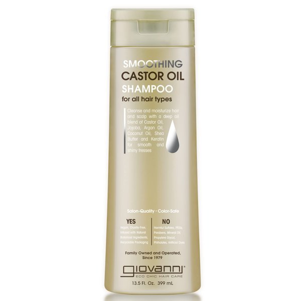 GIOVANNI Smoothing Castor Oil Shampoo, 13.5 oz. – All Hair Types, Moisturize Hair & Scalp, Hydrate & Tame Frizz, Jojoba, Argan Oil, Coconut Oil, Shea Butter, Keratin