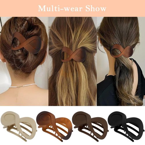 Ahoney Flat Hair Clips for Women, Duckbill Clip Lay Down Claw Clips for Thick/Thin Hair Banana Clip French Hair Barrettes for Styling Hair Accessories for Women (Black/Amber/Brown/Khaki)