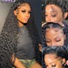 GLOWNINA Deep Wave Lace Front Wigs Human Hair 180 Density 13x4 HD Transparent Frontal Wigs Human Hair for Women Deep Curly Glueless Wigs Human Hair Pre Plucked with Baby Hair Natural Black 20Inch