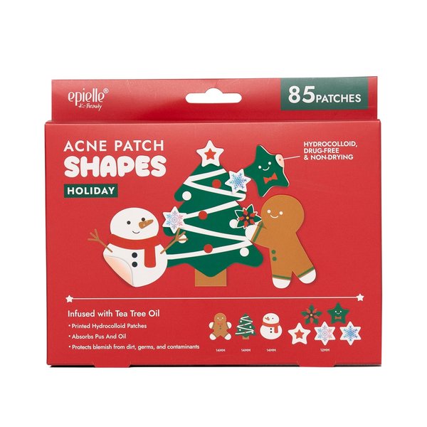 Acne Patch Shapes Holiday Edition | 82 Acne Patches with Hydrocolloid Dressing | Korean Skincare | Fun for Parties, sleepovers, Girls' Nights