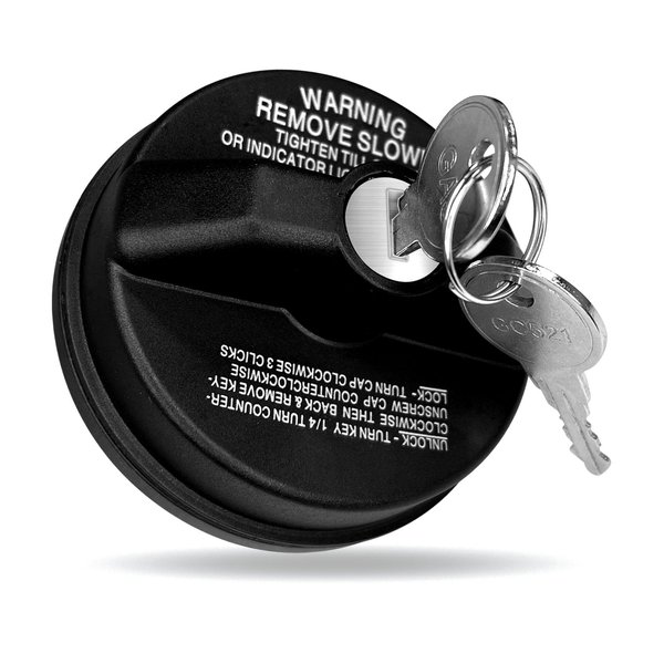 BEYPOVK Locking Gas Cap, Lock Fuel Tank Cover With 2 Keys Compatible with Chevy Silverado Camaro, Toyota 4Runner, Cadillac, Nissan Mazda, Replace #10504 77300-47020 (Black)