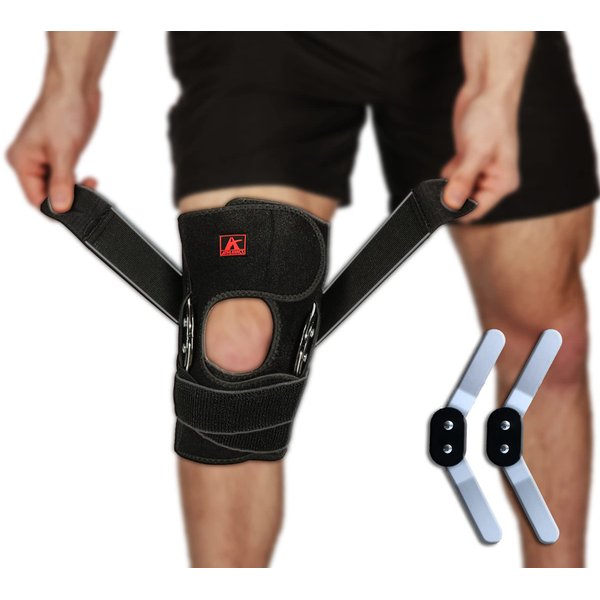 Hinged Knee Brace Support with Strap & Side Patella Stabilizers for Protection & Pain Relief for Arthritis, Meniscus Tear, ACL, MCL - Sports Compression Wrap for Running & Recovery - Men & Women (XXL)