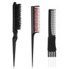 Teasing Comb for Fine Hair, 3 Pcs Barber Comb Set Includes Rattail Comb, Boar Bristle Hair Brush, Black Carbon Lift Teasing Combs with Metal Pick Professional Hair Styling Tools for Men Women Salon