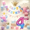 Rainbow Starry Number 9 Balloon,40 Inch Giant Number Balloon & Mini Crown Balloon for Birthday Balloons Party Decorations,Girl 9th Birthday Party Decorations,Foil Mylar Birthday Digital Balloon