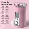 SANTECO Travel Coffee Mug 12 oz, Insulated Coffee Cups with Flip Lid, Stainless Steel Coffee Mugs Spill Proof, Double Wall Vacuum Tumblers, Reusable To Go Mug for Hot/Ice Coffee Tea - Pink