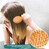 Mini Bamboo Brush for Hair Growth, Natural Wooden Scalp Brush Small Hair Scalp Massager Portable Travel Detangling Hair Brush for Women with Handle Design and Anti-Static Round Wood Pins