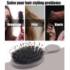 Boar Bristle Mini Hair Brush Travel Detangling Paddle Brush for Curly Fine Straight Wet Dry Hair, Anti-frizz Detangler Brush Boar Nylon Mixed Bristle Brush for Women Men Kids