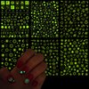 Luminous Nail Art Stickers, Fluorescent Nail Self-Adhesive Decals, Glow in The Dark Nail Art Design, Sun Moon Stars Love Heart Nail Sticker Decoration for Women Girls Manicure 3D Nail Decal(6 Sheets)