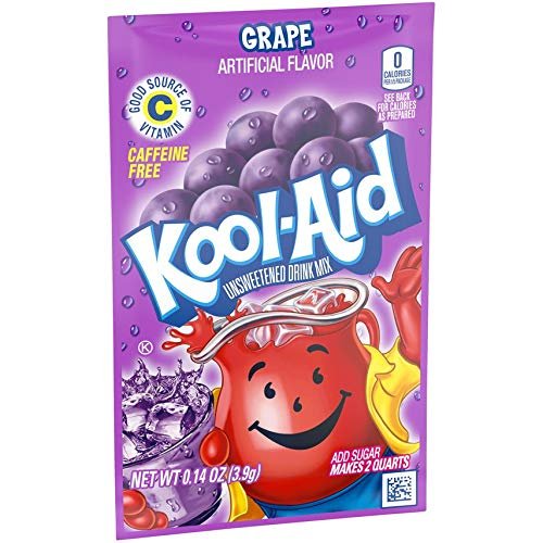Kool-Aid Soft Drink Mix Grape Unsweetened, Caffeine Free - 0.14 Oz, Pack of 15