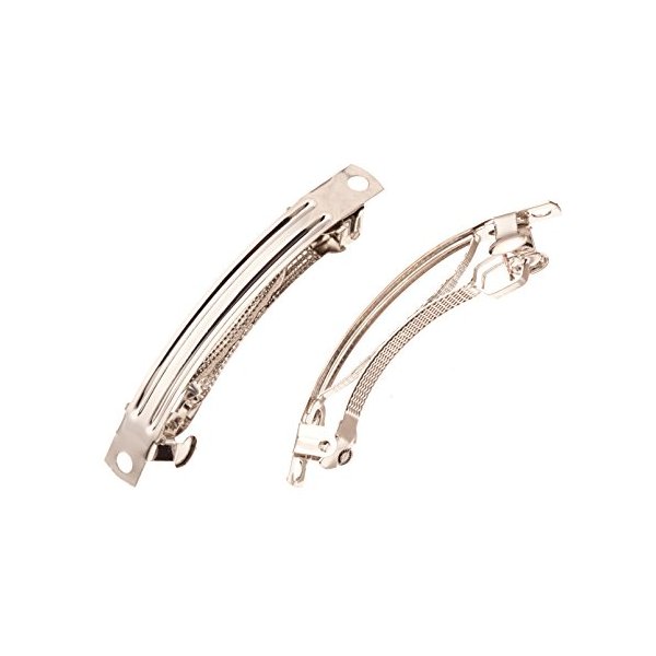 55mm Silver-Finished Barrette Sold per Pack of 10 (2pack Bundle), Save $1