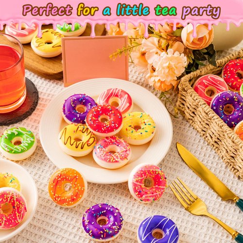 52pcs Rainbow Donut Stress Balls Mini Stress Relief Ball Foam Donuts Party Favors for Birthday Party Shop Decoration (13 Colors)