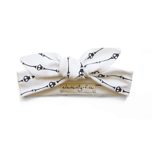 Organic Knotted Adjustable Headbands for Baby Girls - Skull and Bones