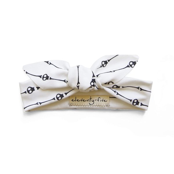 Organic Knotted Adjustable Headbands for Baby Girls - Skull and Bones